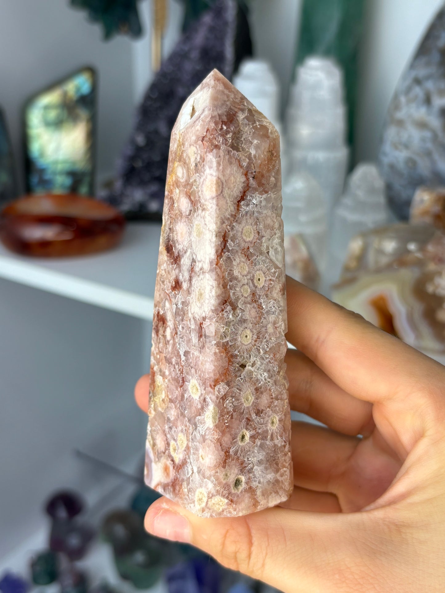 Pink Amethyst x Flower Agate Tower #2